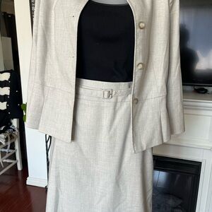 Elegant Beige Skirt Suit Set
